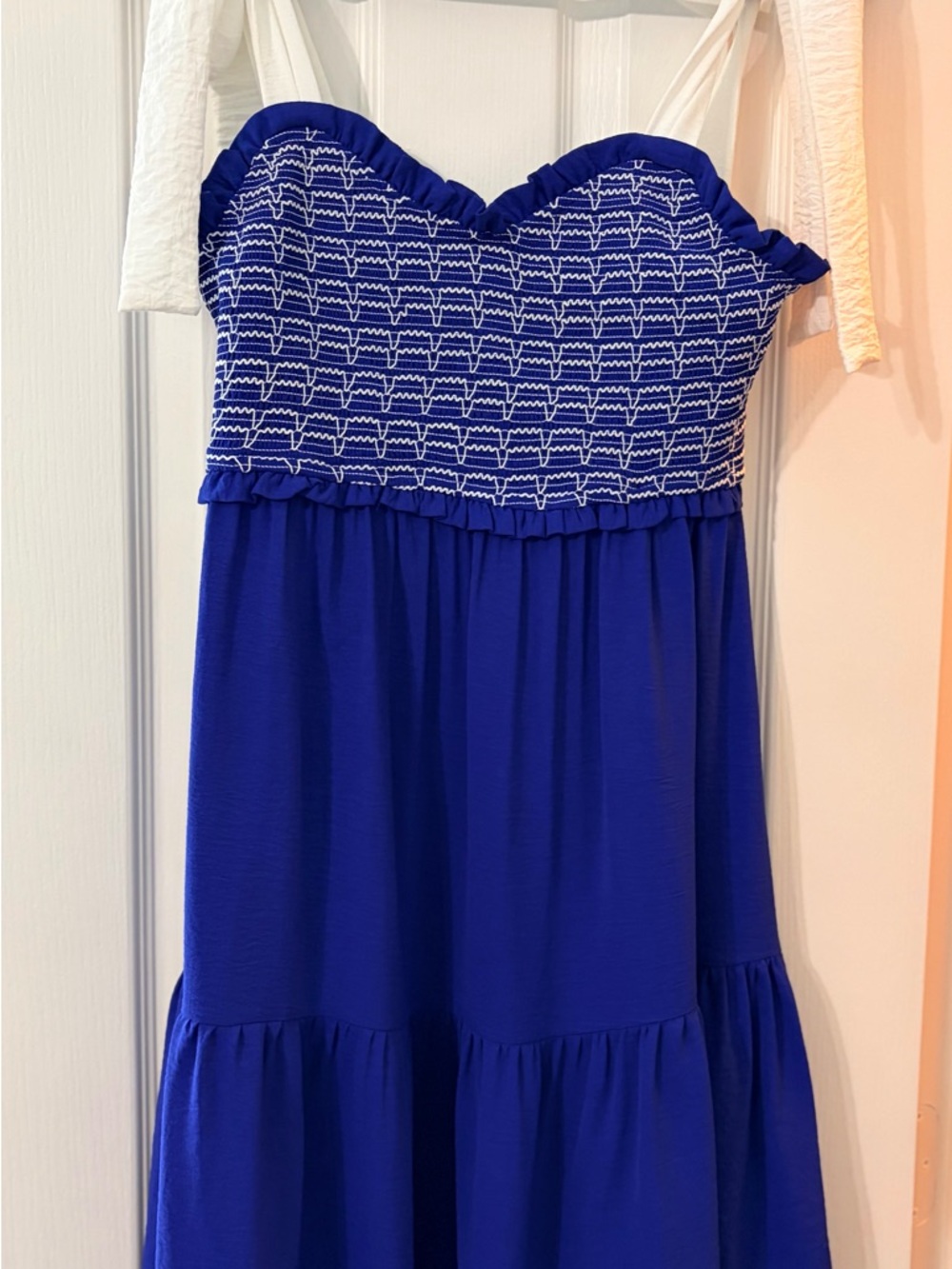 Apricot Lane Royal Blue Sundress with White Tie Straps